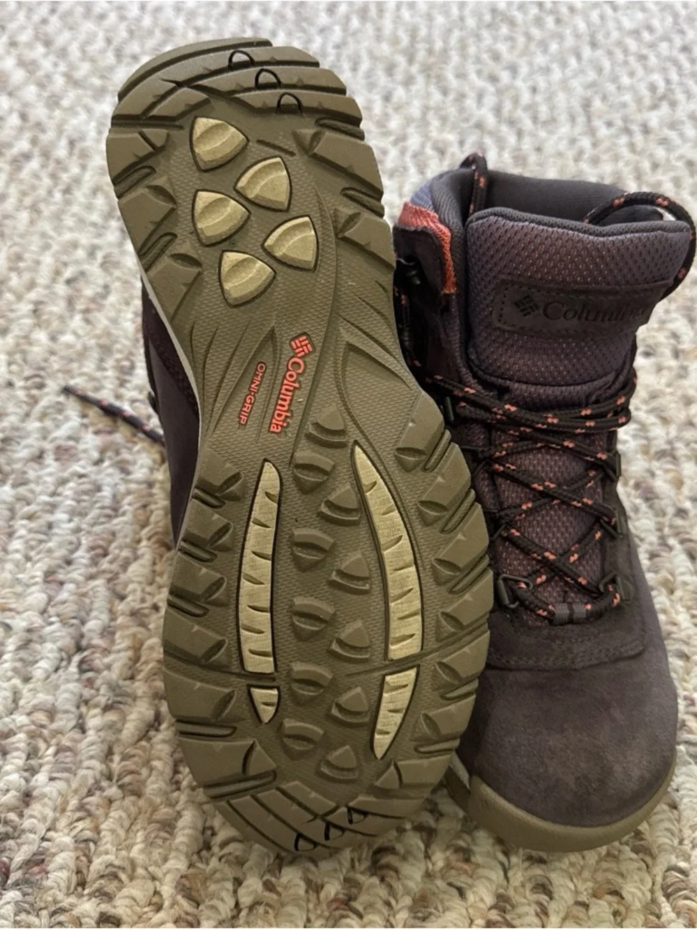 Columbia Women's Purple Suede Hiking Boots with Coral Accents